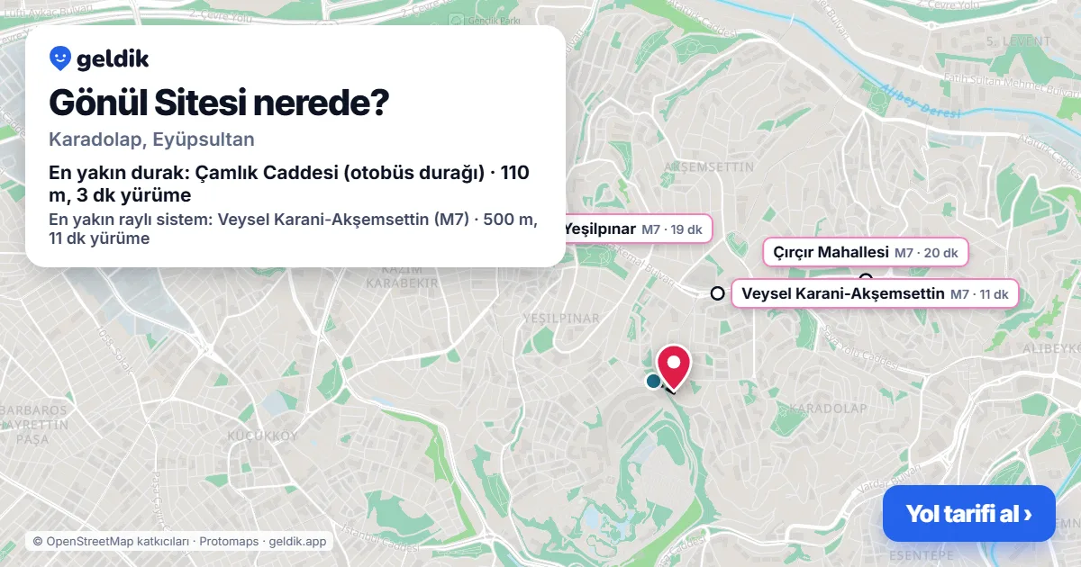 Where is Gönül Sitesi: map with its location and the nearest stops, with walking times