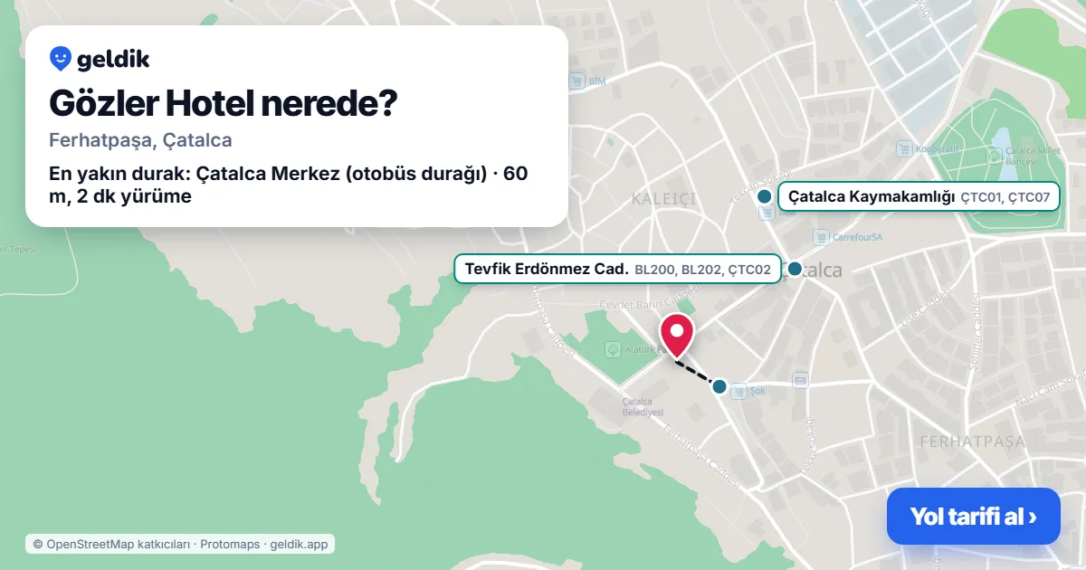 Gözler Hotel nerede: haritada konumu ve en yakın duraklar, yürüme süreleriyle