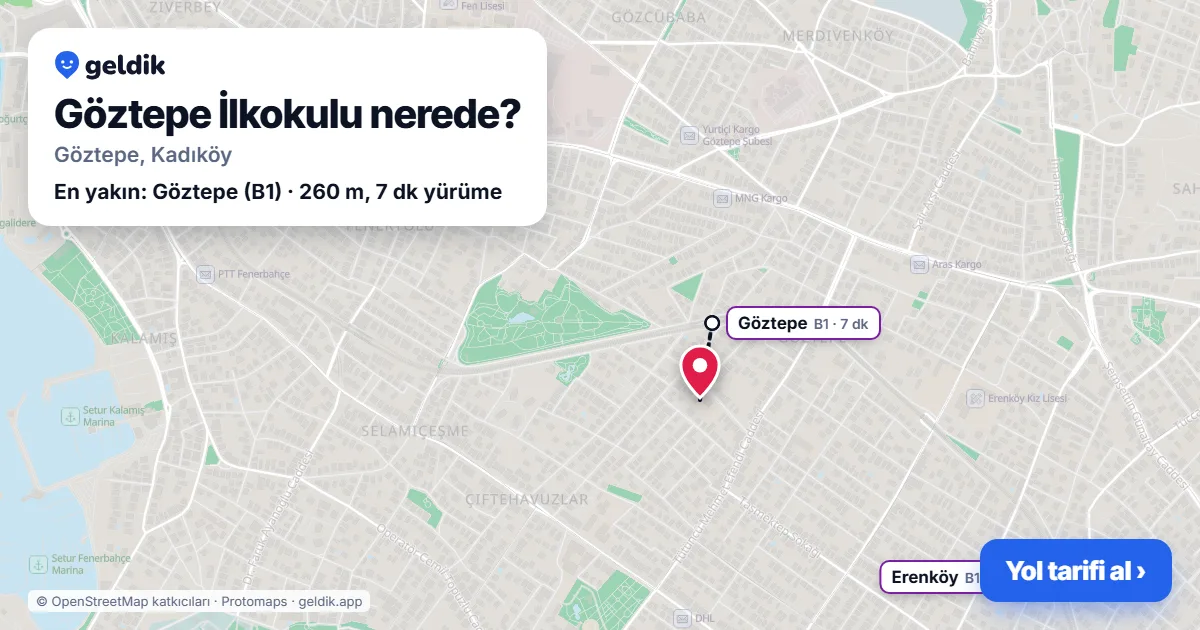 Göztepe İlkokulu nerede: haritada konumu ve en yakın duraklar, yürüme süreleriyle