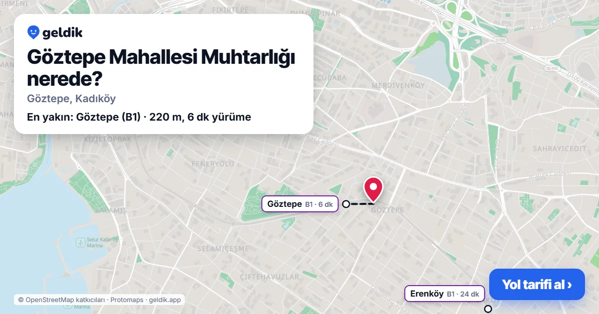 Göztepe Mahallesi Muhtarlığı nerede: haritada konumu ve en yakın duraklar, yürüme süreleriyle