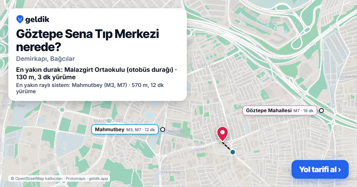 Göztepe Sena Tıp Merkezi nerede: haritada konumu ve en yakın duraklar, yürüme süreleriyle