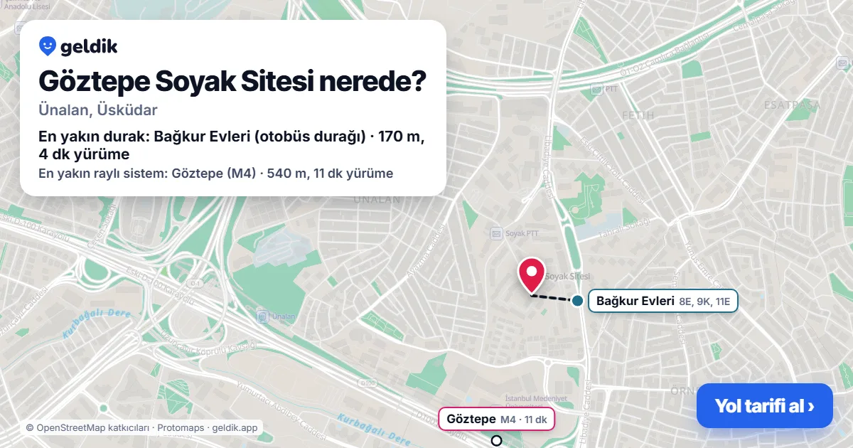 Göztepe Soyak Sitesi nerede: haritada konumu ve en yakın duraklar, yürüme süreleriyle