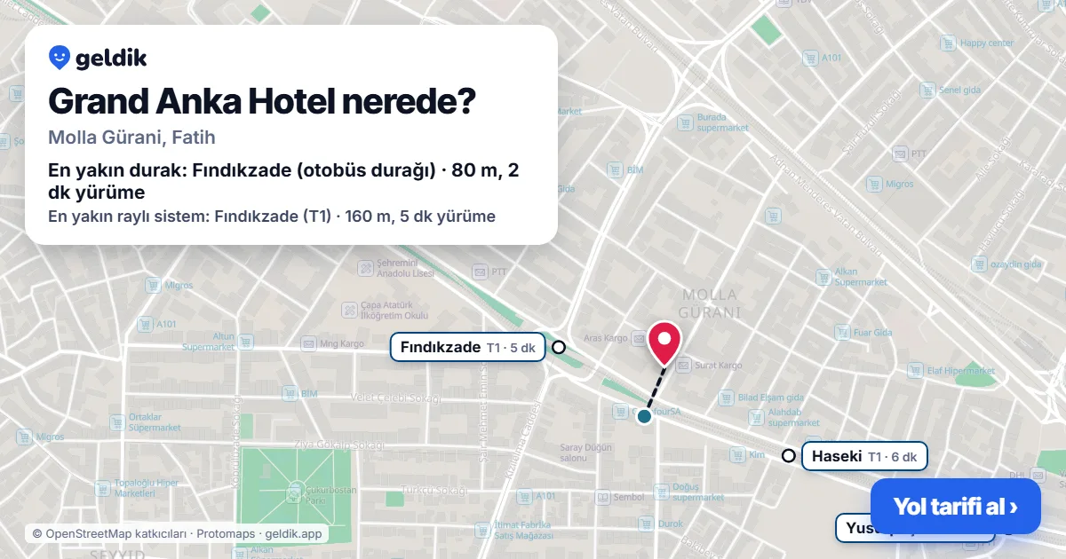 Where is Grand Anka Hotel: map with its location and the nearest stops, with walking times