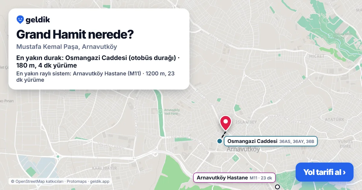 Where is Grand Hamit: map with its location and the nearest stops, with walking times