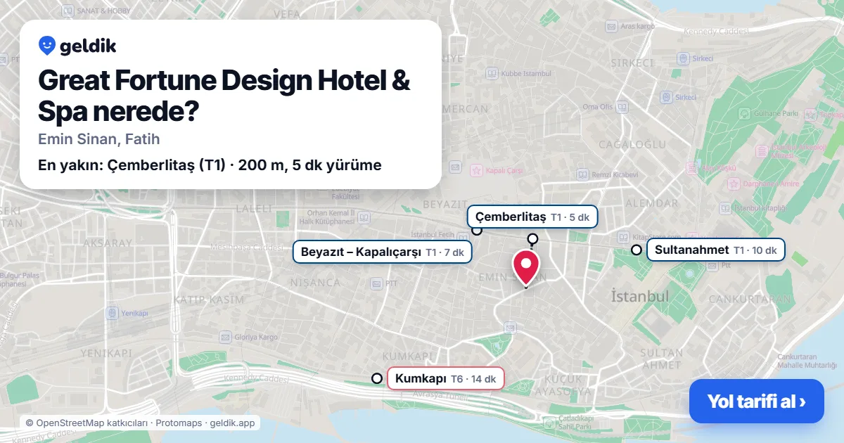 Great Fortune Design Hotel & Spa nerede: haritada konumu ve en yakın duraklar, yürüme süreleriyle