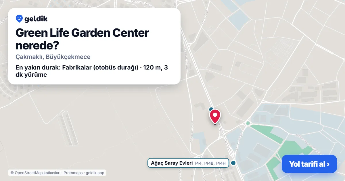 Where is Green Life Garden Center: map with its location and the nearest stops, with walking times
