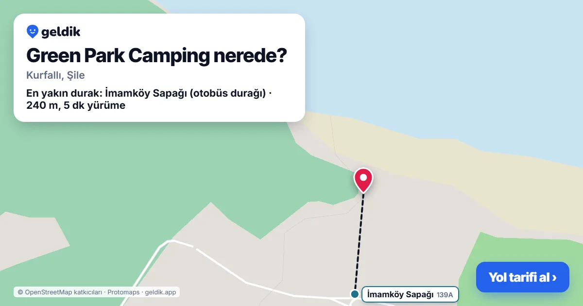 Green Park Camping nerede: haritada konumu ve en yakın duraklar, yürüme süreleriyle