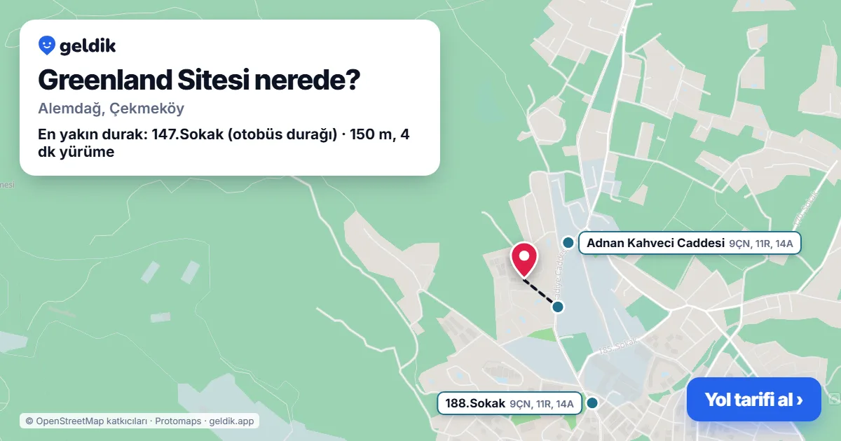 Where is Greenland Sitesi: map with its location and the nearest stops, with walking times