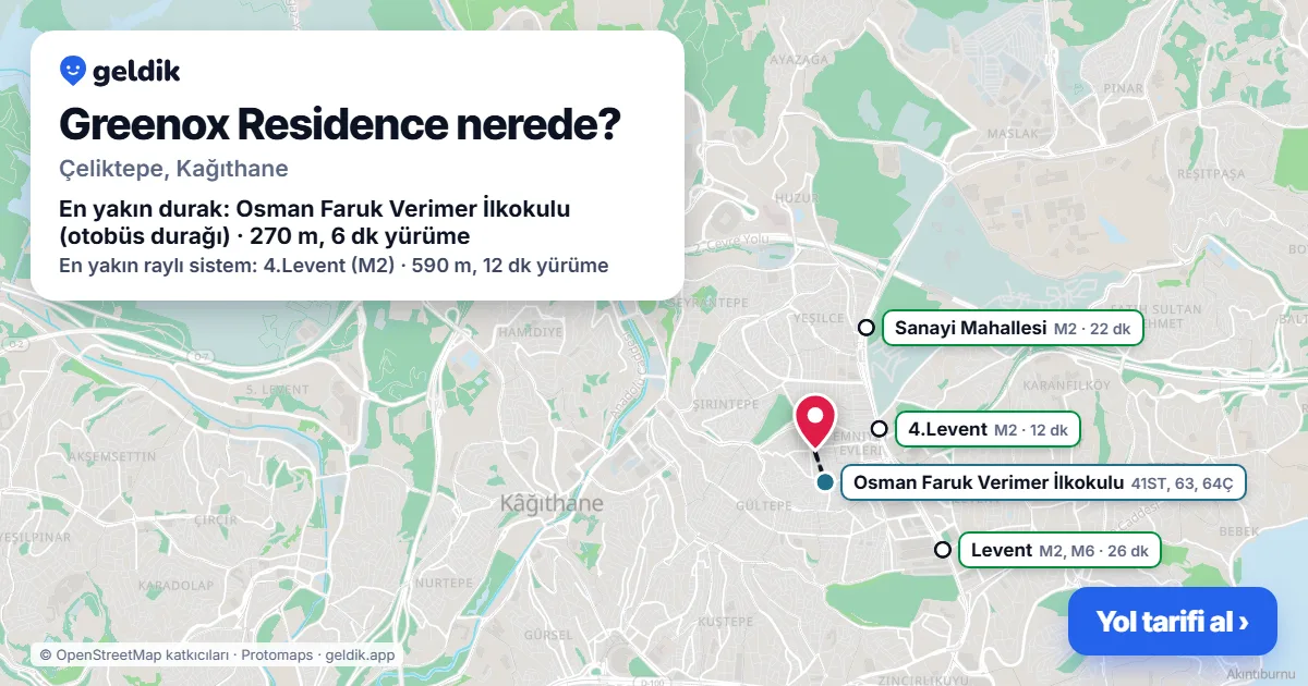 Greenox Residence nerede: haritada konumu ve en yakın duraklar, yürüme süreleriyle