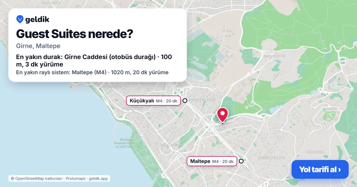 Where is Guest Suites: map with its location and the nearest stops, with walking times