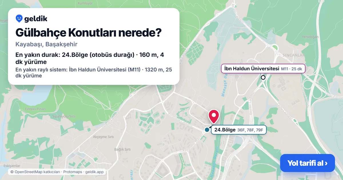 Gülbahçe Konutları nerede: haritada konumu ve en yakın duraklar, yürüme süreleriyle