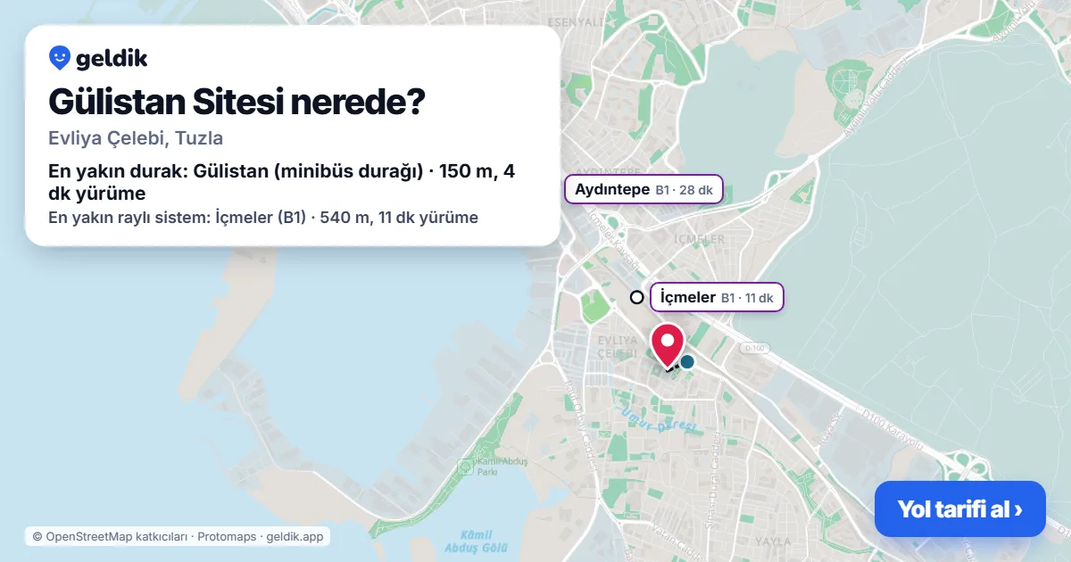 Gülistan Sitesi nerede: haritada konumu ve en yakın duraklar, yürüme süreleriyle