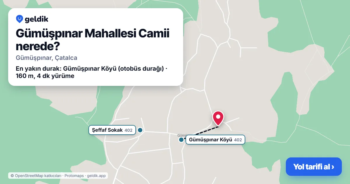 Gümüşpınar Mahallesi Camii nerede: haritada konumu ve en yakın duraklar, yürüme süreleriyle