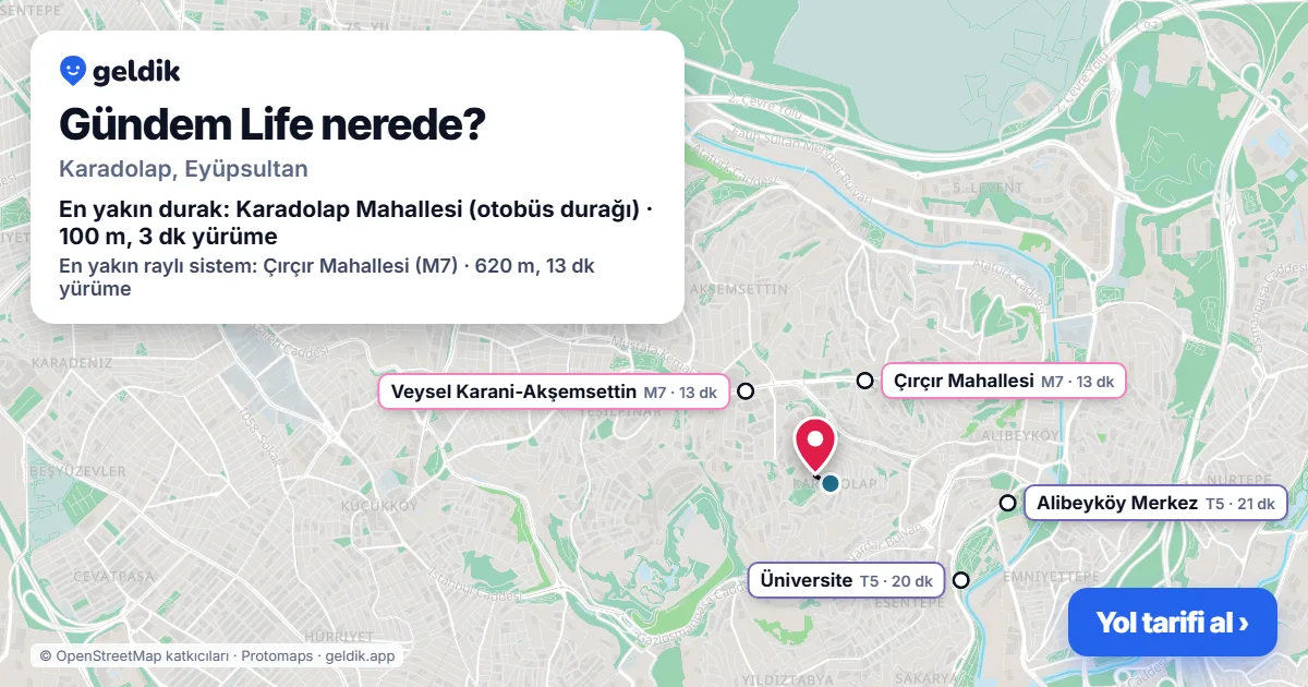 Gündem Life nerede: haritada konumu ve en yakın duraklar, yürüme süreleriyle