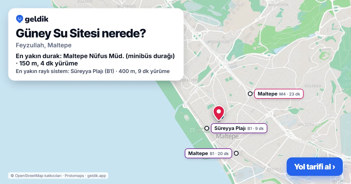 Güney Su Sitesi nerede: haritada konumu ve en yakın duraklar, yürüme süreleriyle
