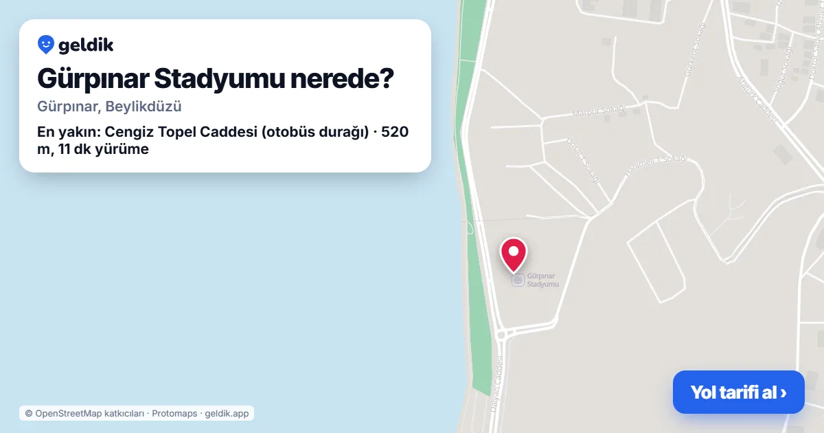 Gürpınar Stadyumu nerede: haritada konumu ve en yakın duraklar, yürüme süreleriyle