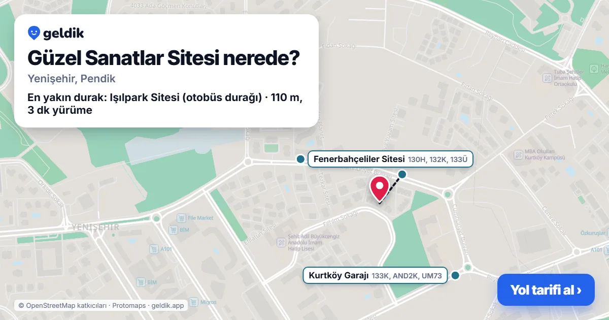 Güzel Sanatlar Sitesi nerede: haritada konumu ve en yakın duraklar, yürüme süreleriyle