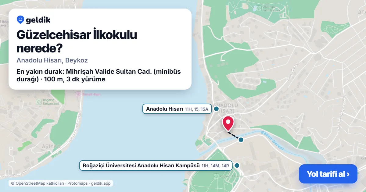 Güzelcehisar İlkokulu nerede: haritada konumu ve en yakın duraklar, yürüme süreleriyle