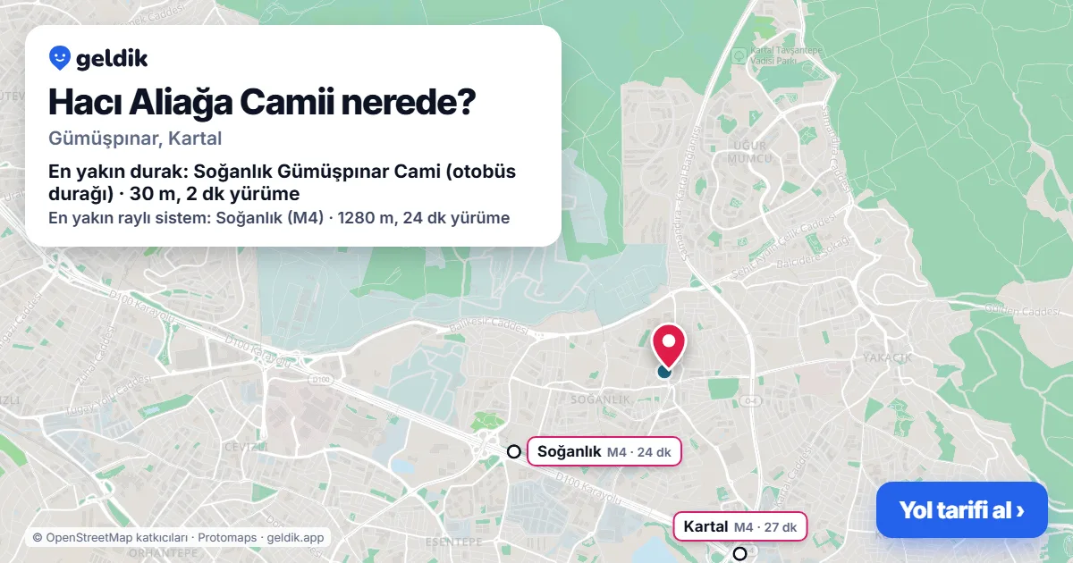 Hacı Aliağa Camii nerede: haritada konumu ve en yakın duraklar, yürüme süreleriyle