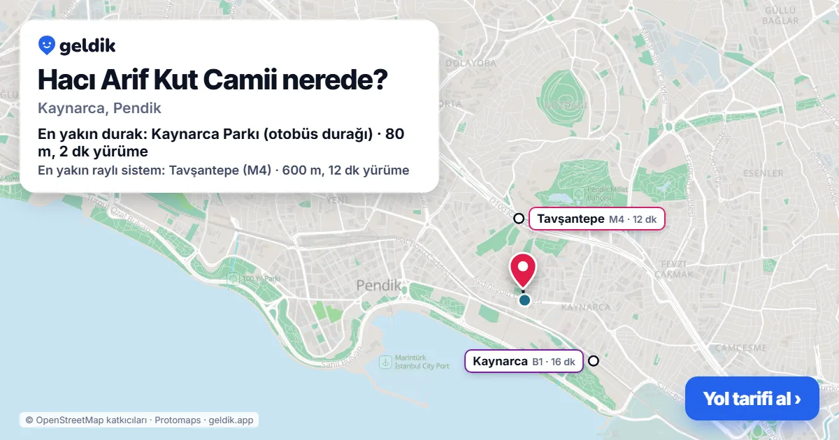 Hacı Arif Kut Camii nerede: haritada konumu ve en yakın duraklar, yürüme süreleriyle