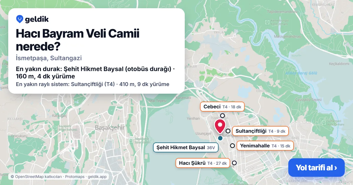 Hacı Bayram Veli Camii nerede: haritada konumu ve en yakın duraklar, yürüme süreleriyle