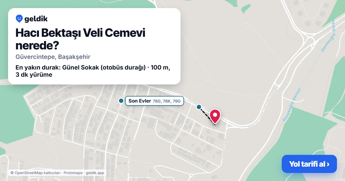 Hacı Bektaşı Veli Cemevi nerede: haritada konumu ve en yakın duraklar, yürüme süreleriyle