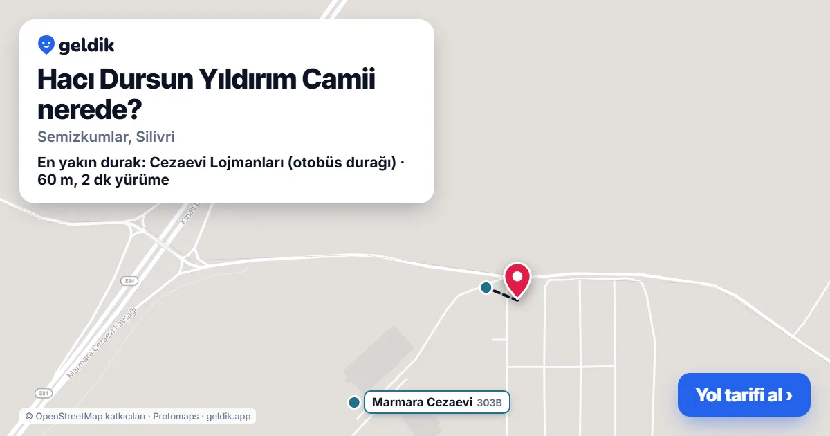 Hacı Dursun Yıldırım Camii nerede: haritada konumu ve en yakın duraklar, yürüme süreleriyle
