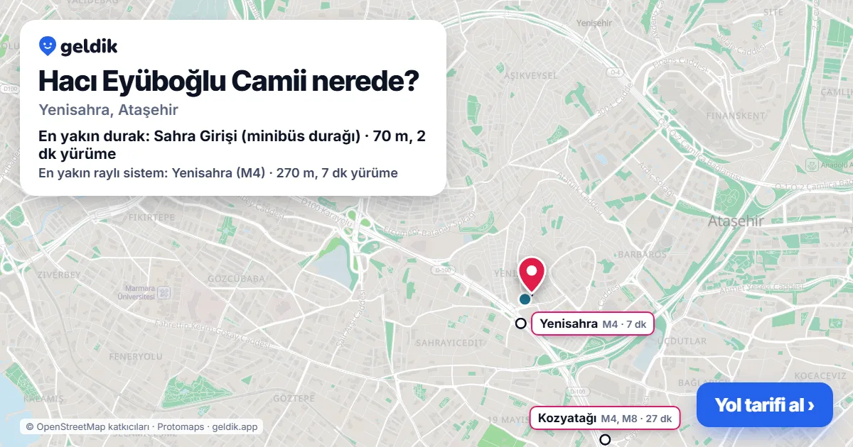 Where is Hacı Eyüboğlu Camii: map with its location and the nearest stops, with walking times