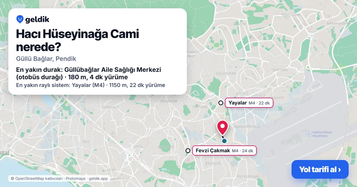 Hacı Hüseyinağa Cami nerede: haritada konumu ve en yakın duraklar, yürüme süreleriyle