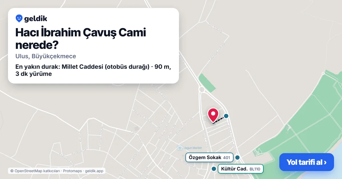 Hacı İbrahim Çavuş Cami nerede: haritada konumu ve en yakın duraklar, yürüme süreleriyle