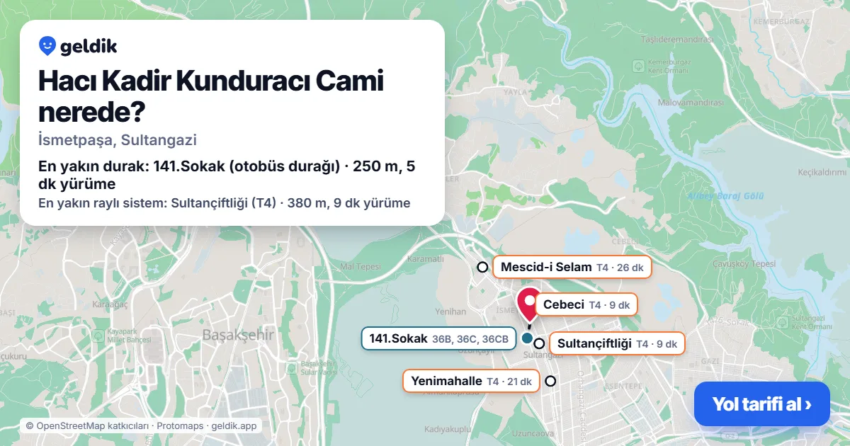 Hacı Kadir Kunduracı Cami nerede: haritada konumu ve en yakın duraklar, yürüme süreleriyle