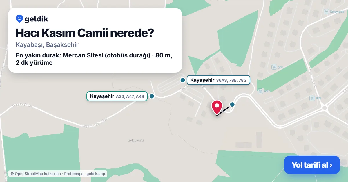 Hacı Kasım Camii nerede: haritada konumu ve en yakın duraklar, yürüme süreleriyle
