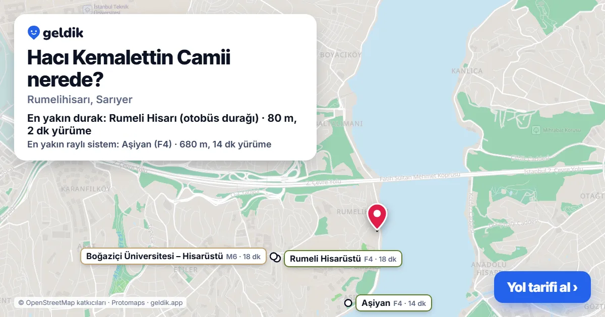 Hacı Kemalettin Camii nerede: haritada konumu ve en yakın duraklar, yürüme süreleriyle