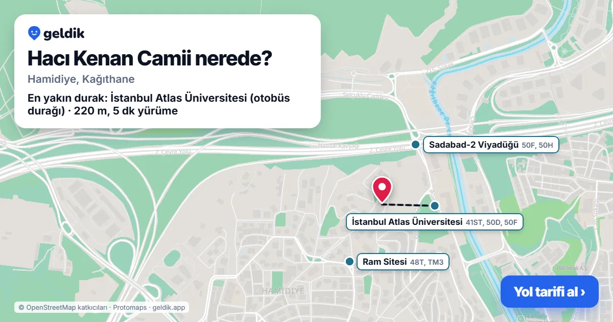 Hacı Kenan Camii nerede: haritada konumu ve en yakın duraklar, yürüme süreleriyle