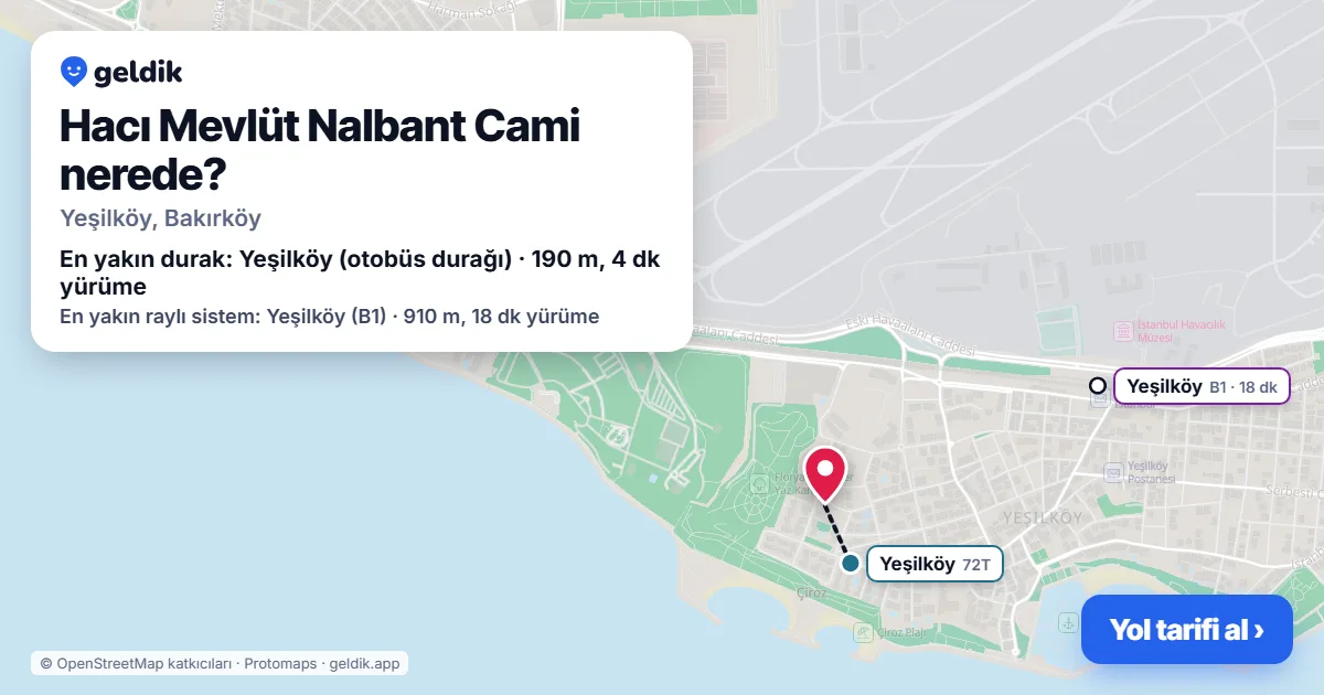Hacı Mevlüt Nalbant Cami nerede: haritada konumu ve en yakın duraklar, yürüme süreleriyle