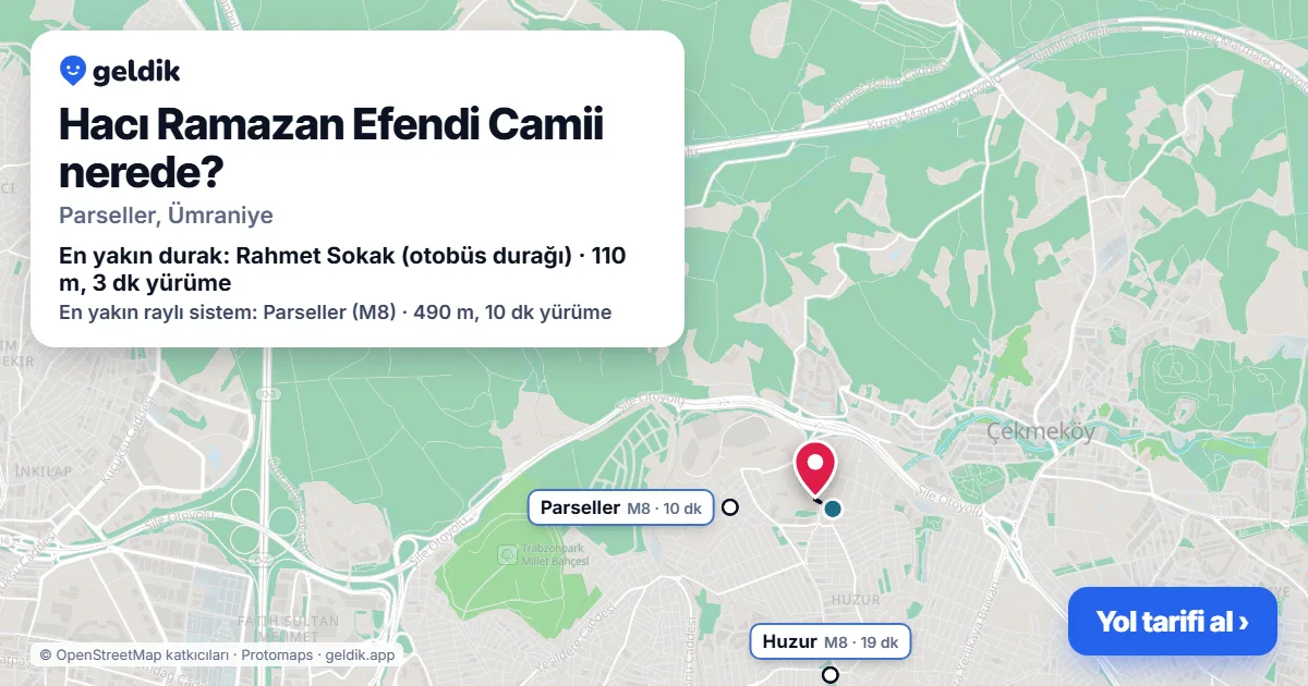 Hacı Ramazan Efendi Camii nerede: haritada konumu ve en yakın duraklar, yürüme süreleriyle