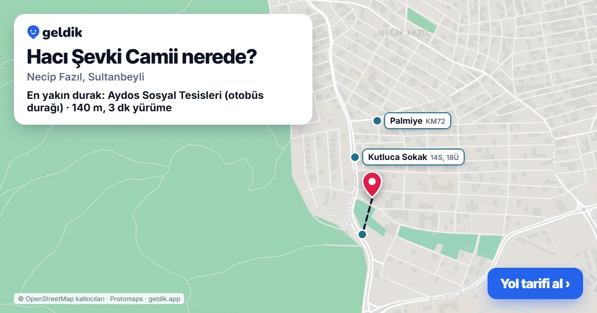 Where is Hacı Şevki Camii: map with its location and the nearest stops, with walking times