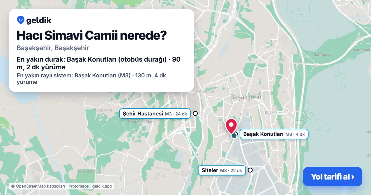 Hacı Simavi Camii nerede: haritada konumu ve en yakın duraklar, yürüme süreleriyle