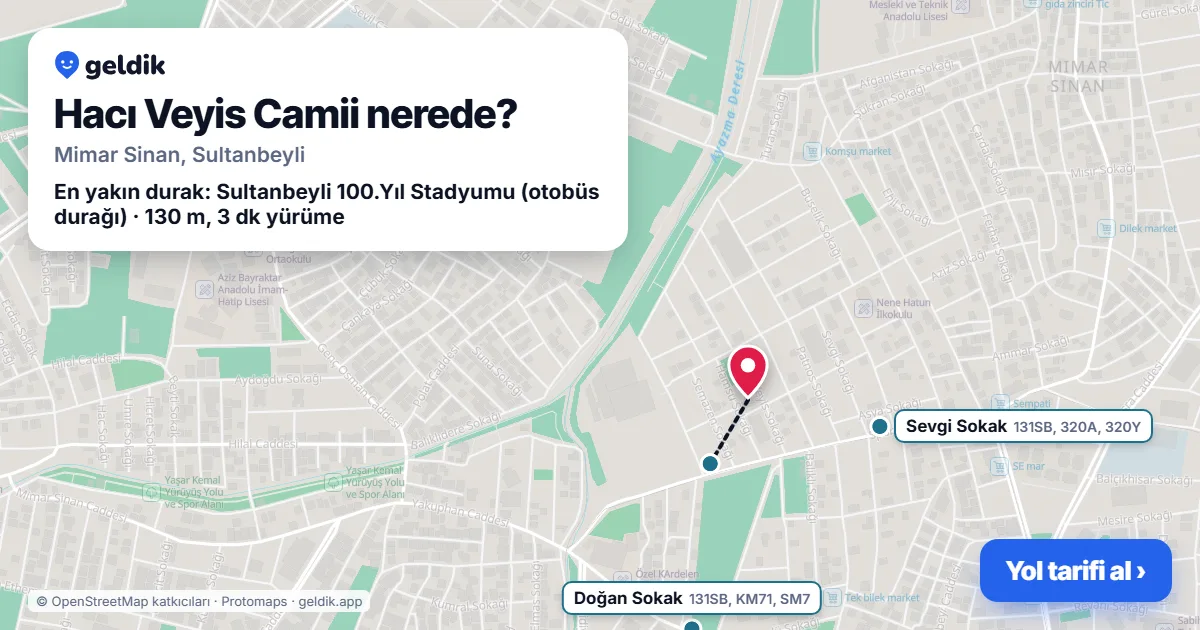 Hacı Veyis Camii nerede: haritada konumu ve en yakın duraklar, yürüme süreleriyle
