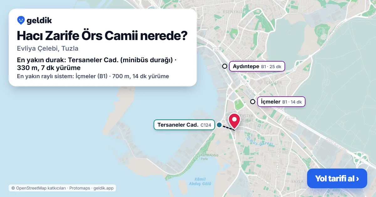 Hacı Zarife Örs Camii nerede: haritada konumu ve en yakın duraklar, yürüme süreleriyle