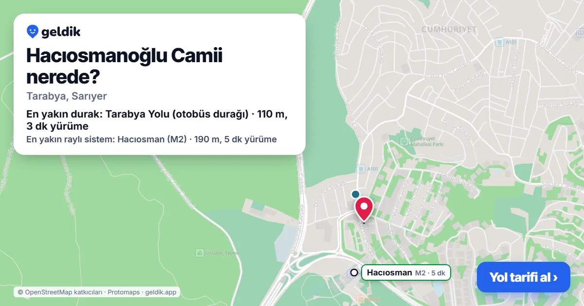 Hacıosmanoğlu Camii nerede: haritada konumu ve en yakın duraklar, yürüme süreleriyle
