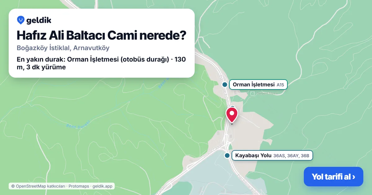 Hafız Ali Baltacı Cami nerede: haritada konumu ve en yakın duraklar, yürüme süreleriyle