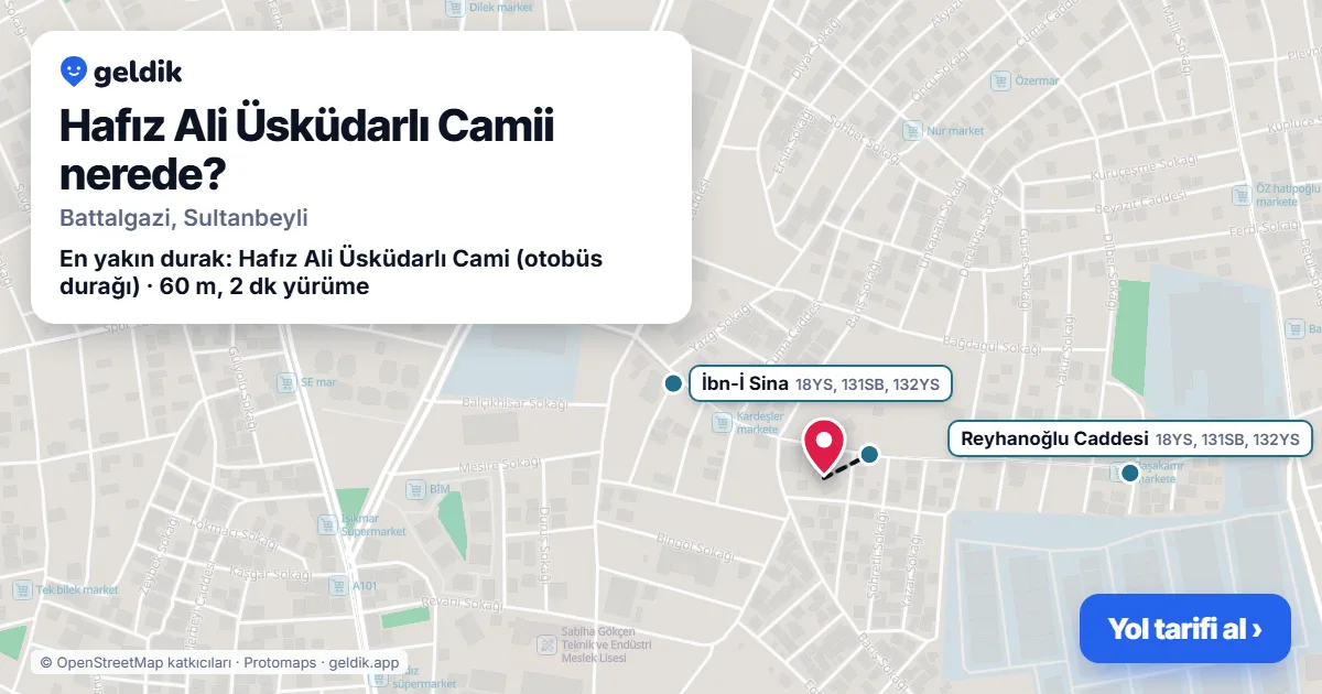 Hafız Ali Üsküdarlı Camii nerede: haritada konumu ve en yakın duraklar, yürüme süreleriyle