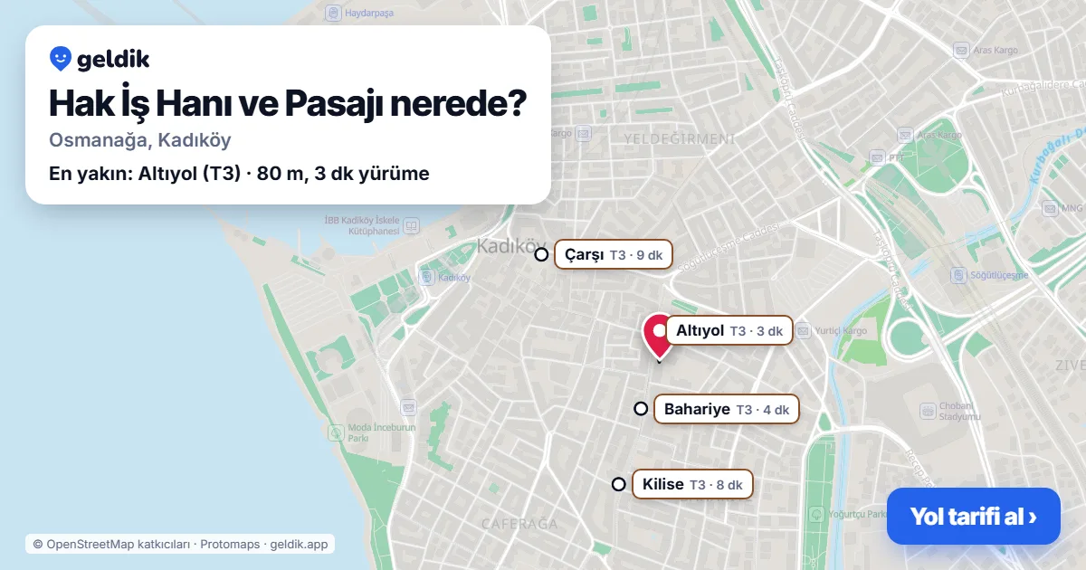 Hak İş Hanı ve Pasajı nerede: haritada konumu ve en yakın duraklar, yürüme süreleriyle