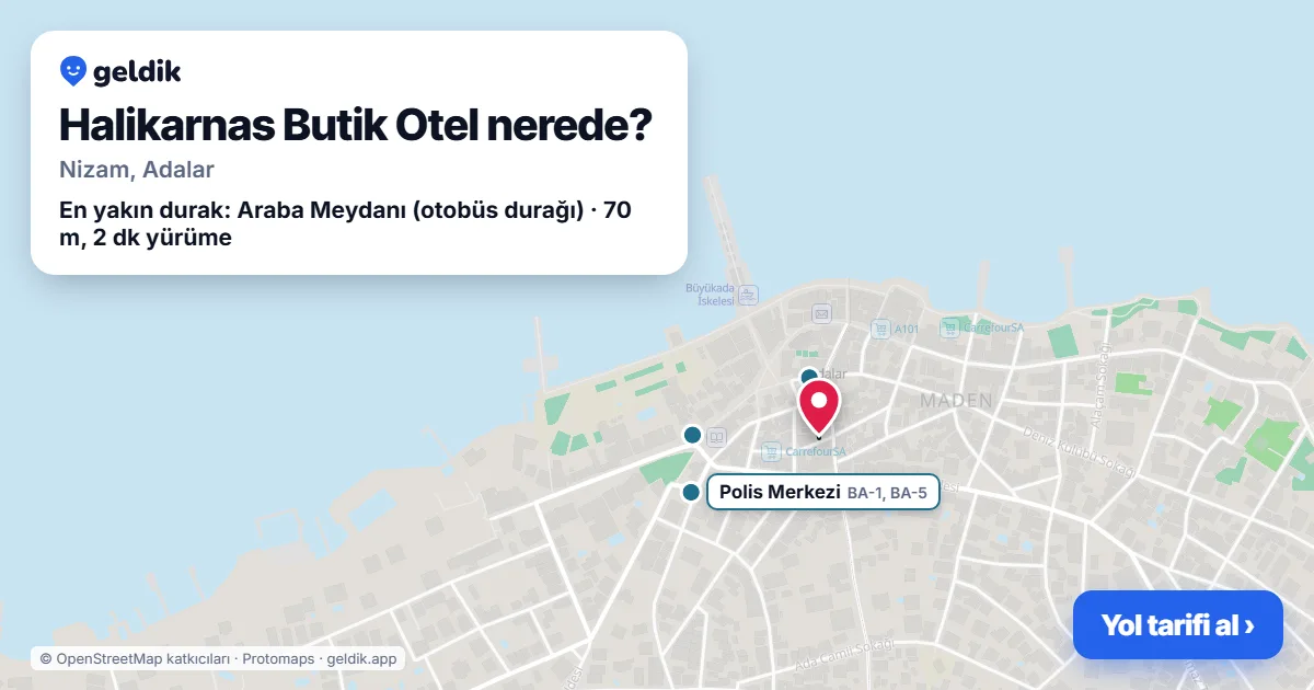 Where is Halikarnas Butik Otel: map with its location and the nearest stops, with walking times