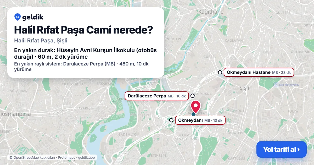 Where is Halil Rıfat Paşa Cami: map with its location and the nearest stops, with walking times
