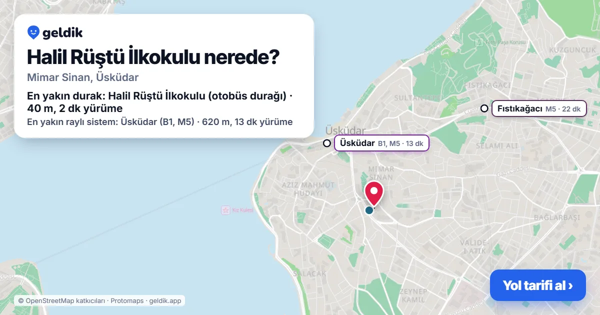 Where is Halil Rüştü İlkokulu: map with its location and the nearest stops, with walking times