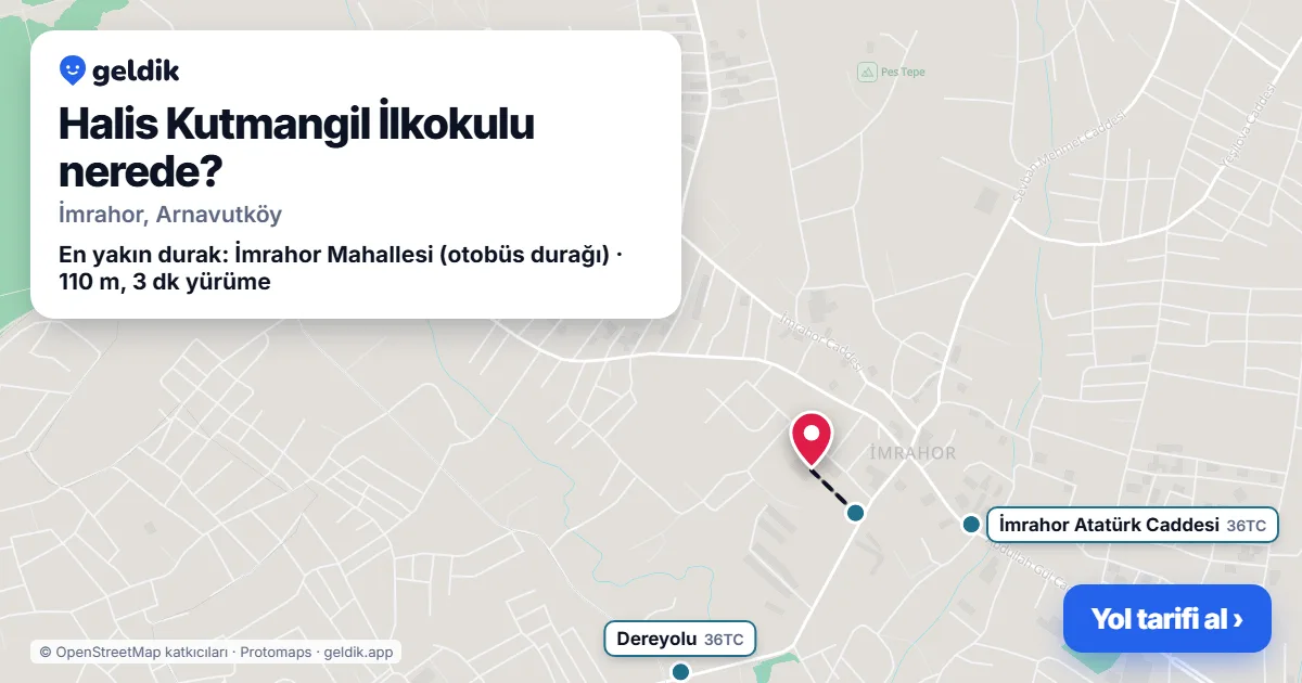 Where is Halis Kutmangil İlkokulu: map with its location and the nearest stops, with walking times
