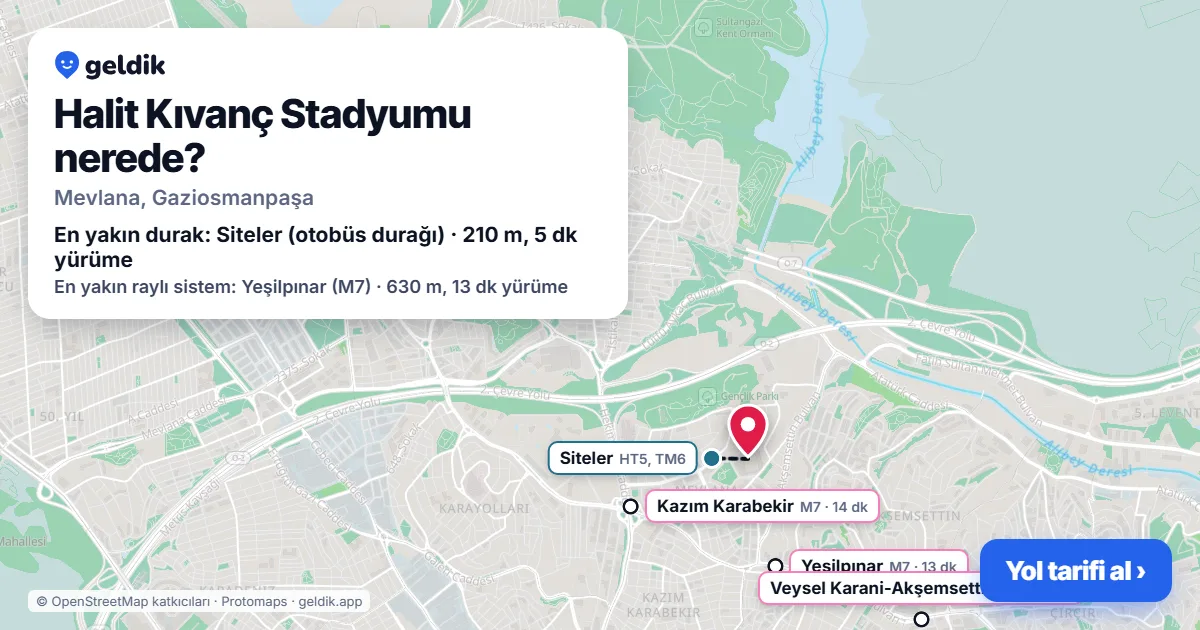 Where is Halit Kıvanç Stadium: map with its location and the nearest stops, with walking times