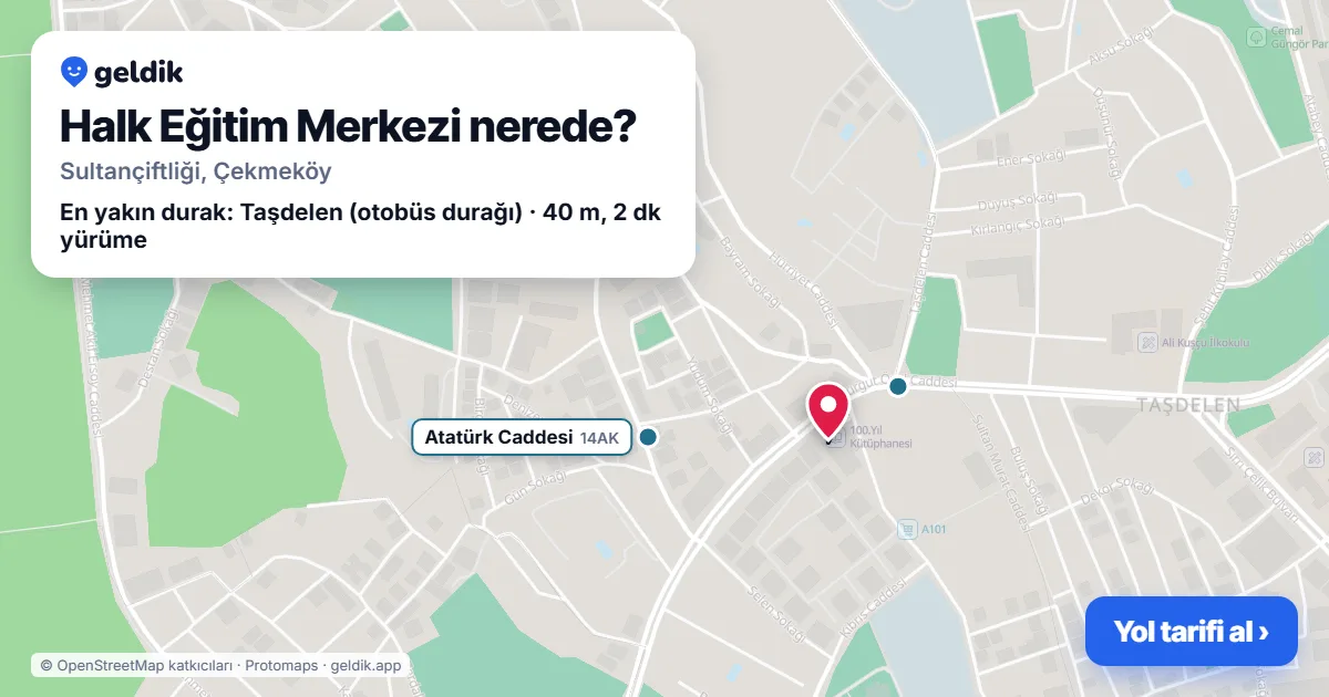 Halk Eğitim Merkezi nerede: haritada konumu ve en yakın duraklar, yürüme süreleriyle